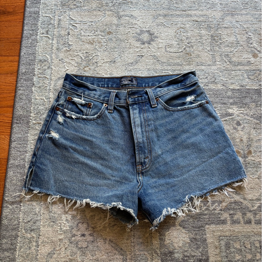 Abercrombie & Fitch Blue Jean Shorts Frayed Hem